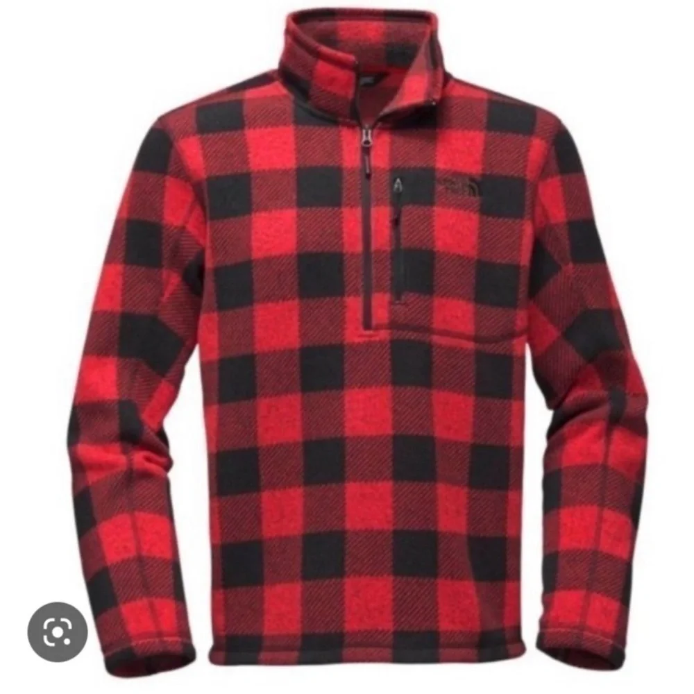 The North Face Red/Black Buffalo Plaid Pullover Sz M EUC